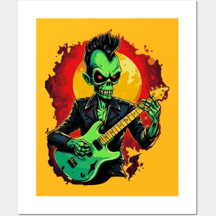 Rock music alien. Psychobilly Alien. Posters and Art